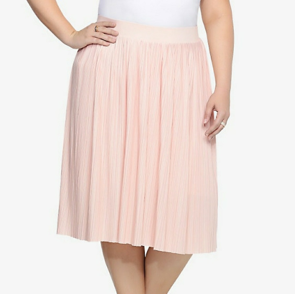 ๐๐๐SOLD๐๐ pale blush pleated midi skirt 1x 1 - Picture 1 of 7